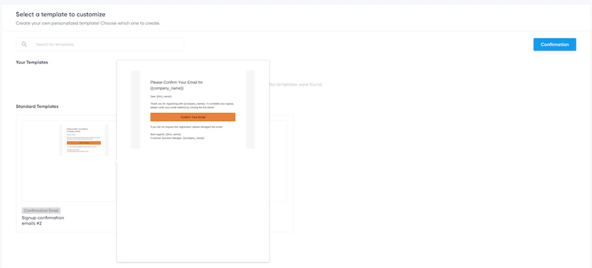 Template library for Signup Confirmation Emails.