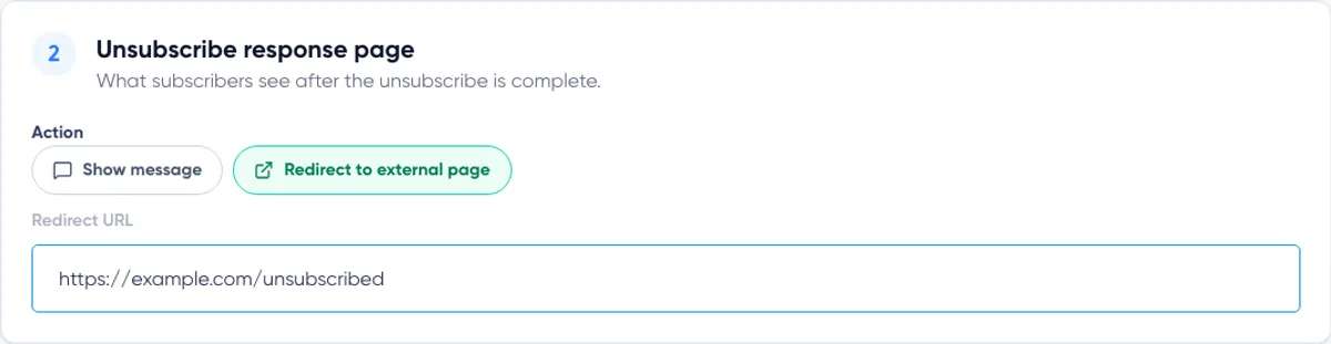Unsubscribe Preferences: unsubscribe response page