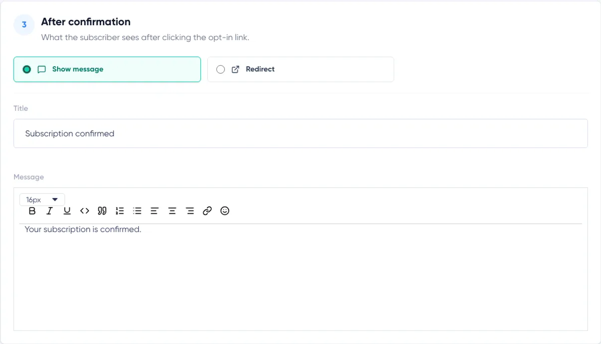 Signup Flows: after confirmation step