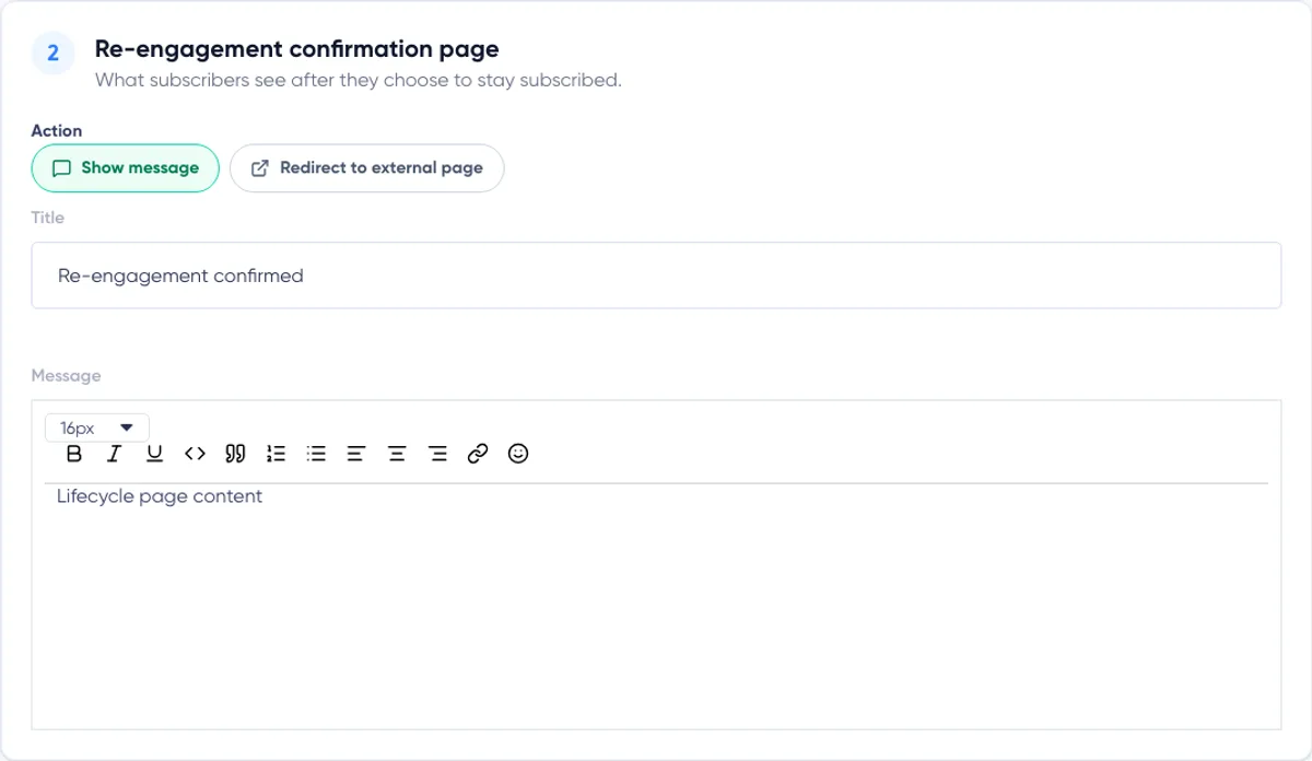 List Hygiene and Deliverability: confirmation page