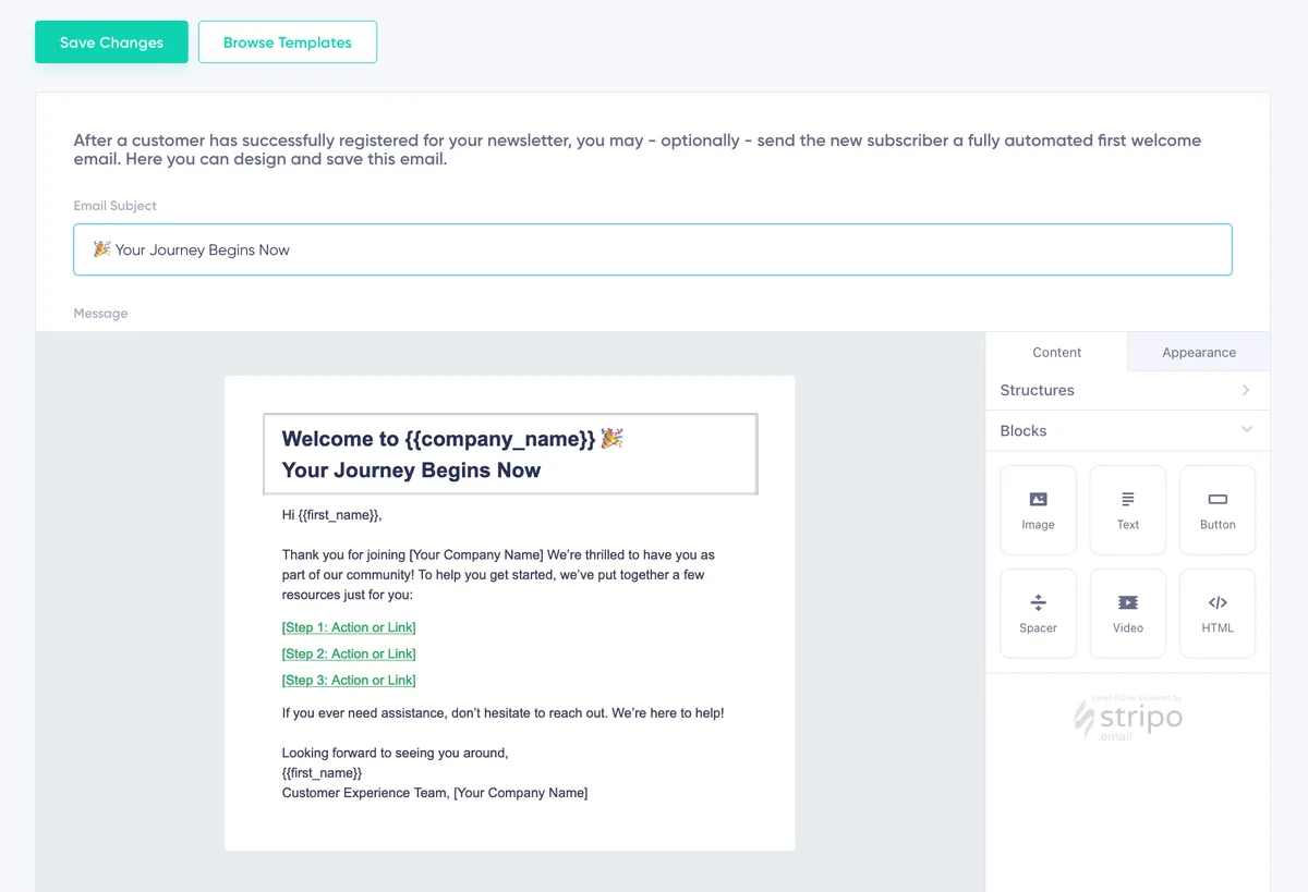 Using a Welcome Email Template