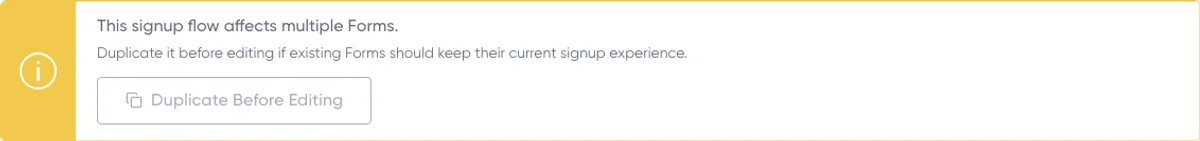 Signup Flows: shared flow warning