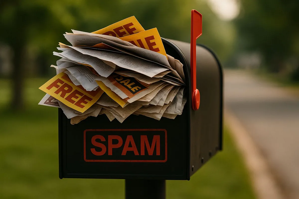 Overflowing mailbox filled with 