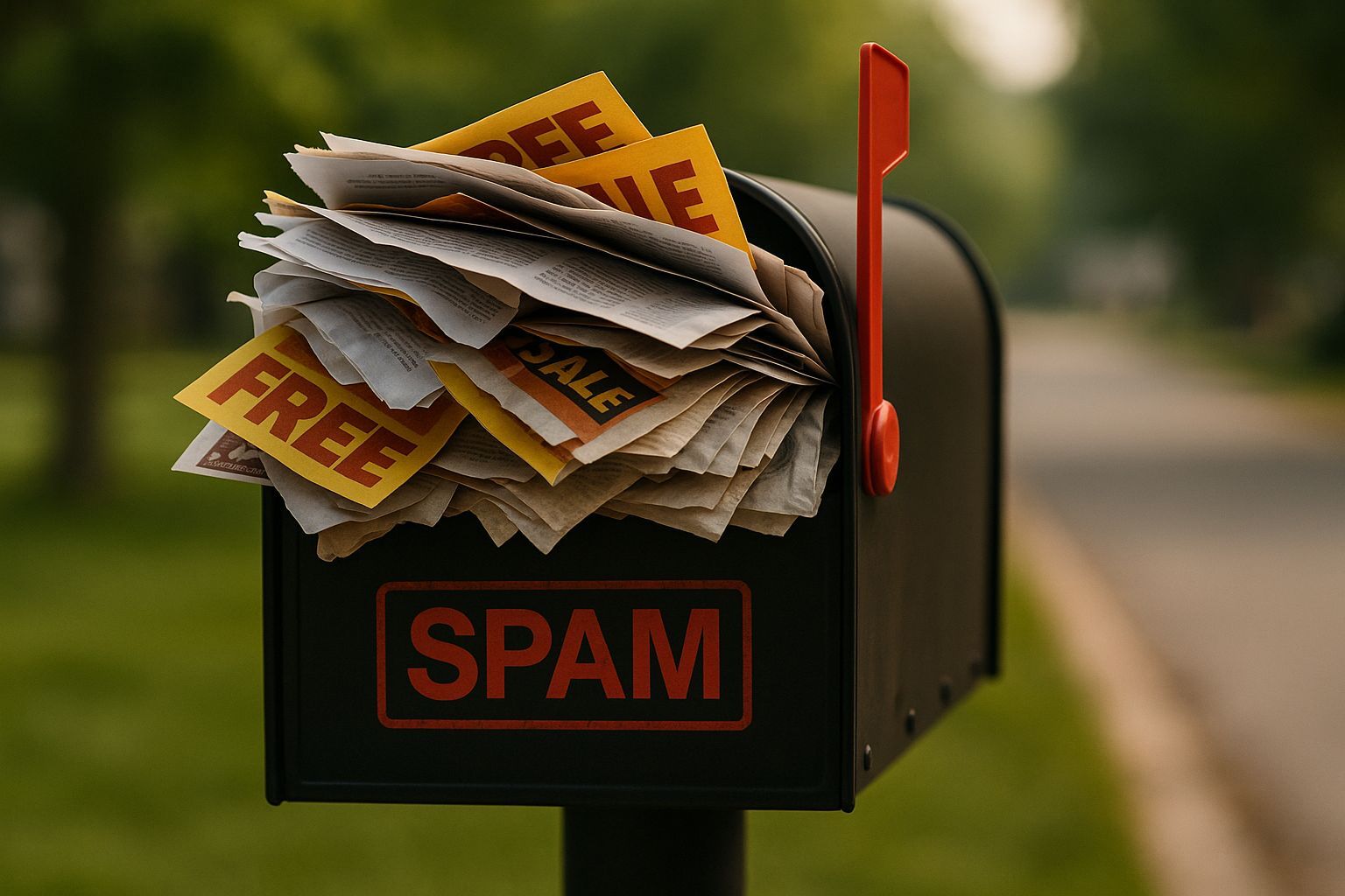 Overflowing mailbox filled with 