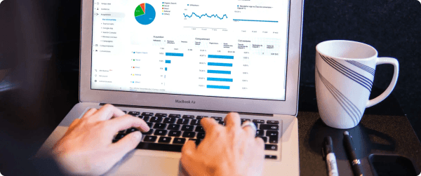 A laptop displaying web page analytics.