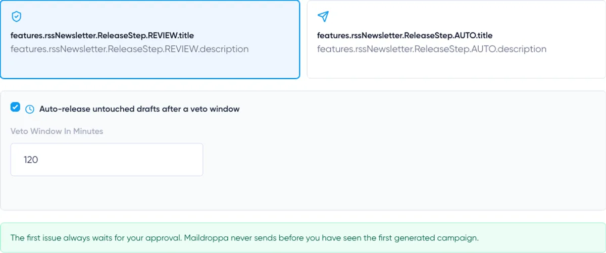 RSS Newsletters: release step