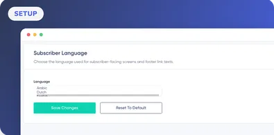 Einstellung der Subscribersprache in Maildroppa mit einer Sprachenliste und einer Speicherschaltfläche