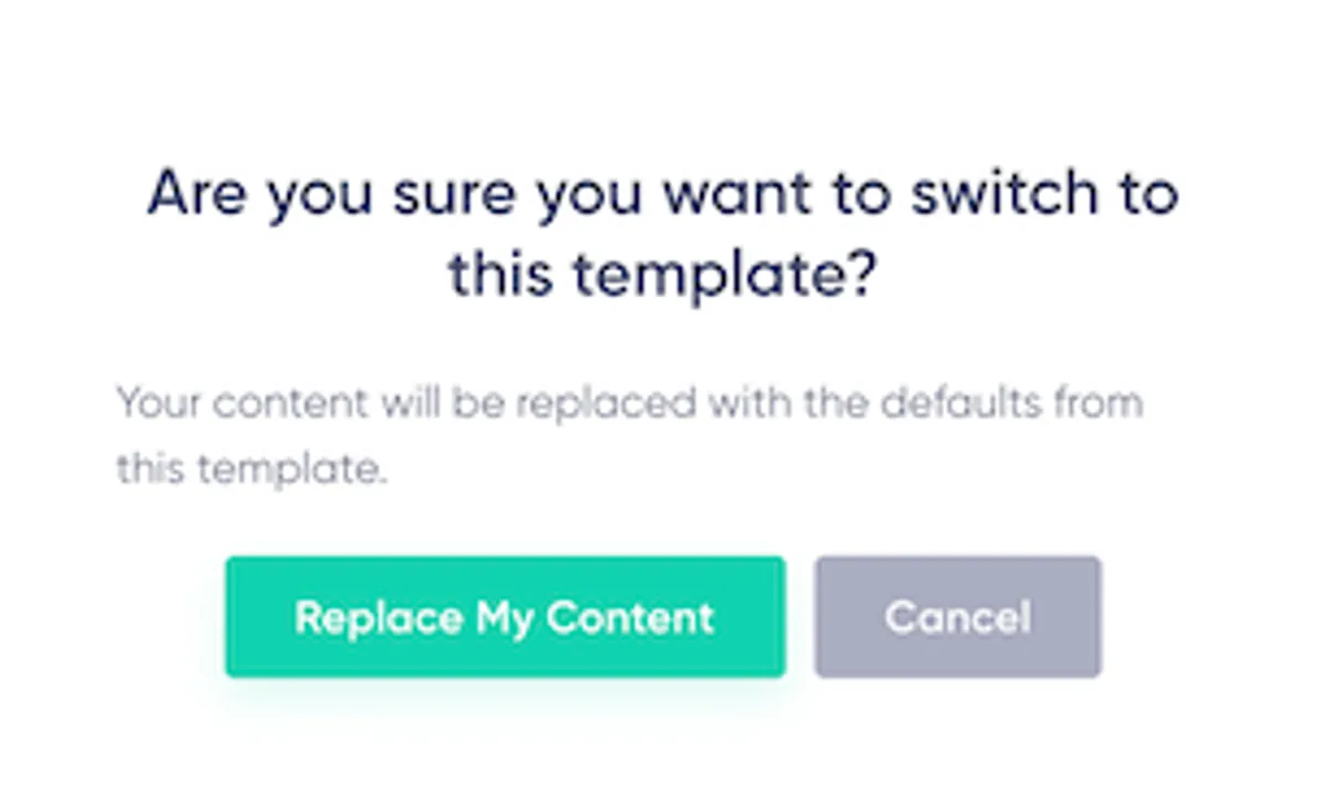 Confirm to replace the existing transactional content