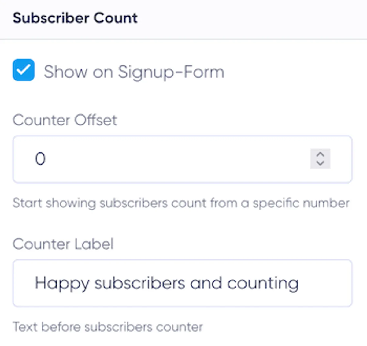 Subscriber Counter Settings