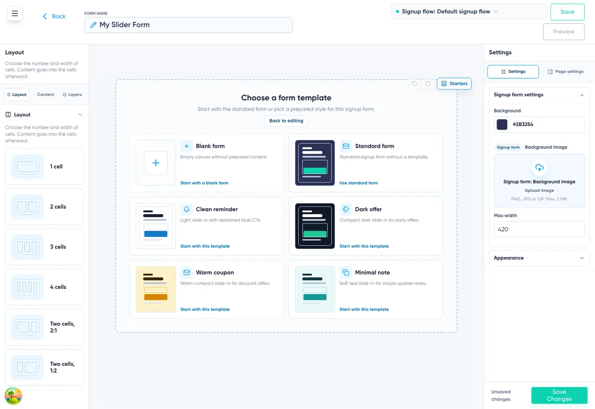 Slide-in Builder: starter templates