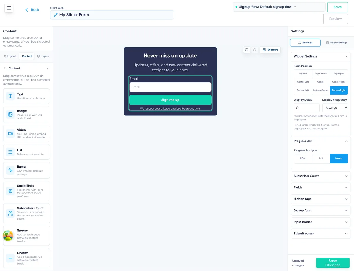 Slide-in Builder: complete builder