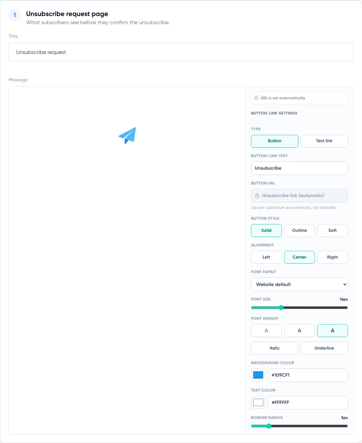 Unsubscribe Preferences: unsubscribe request editor