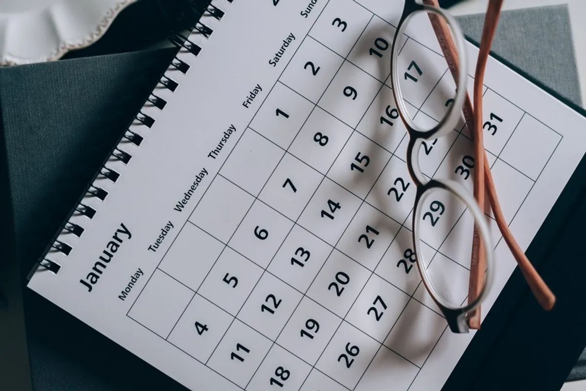 A physical calendar representing an email content calendar.