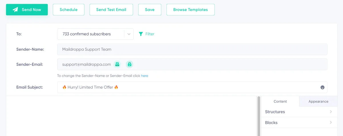 Email Settings column of the Stripo Email Editor