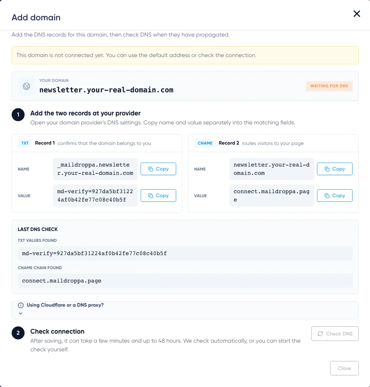 Landing Page Domains: geprüfte DNS-Details