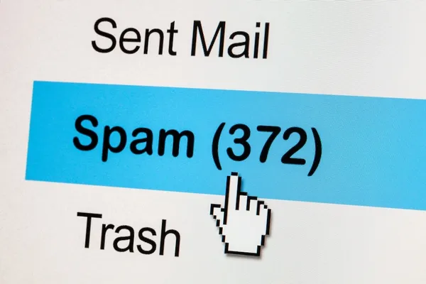 A mouse cursor hovering over an email spam folder.