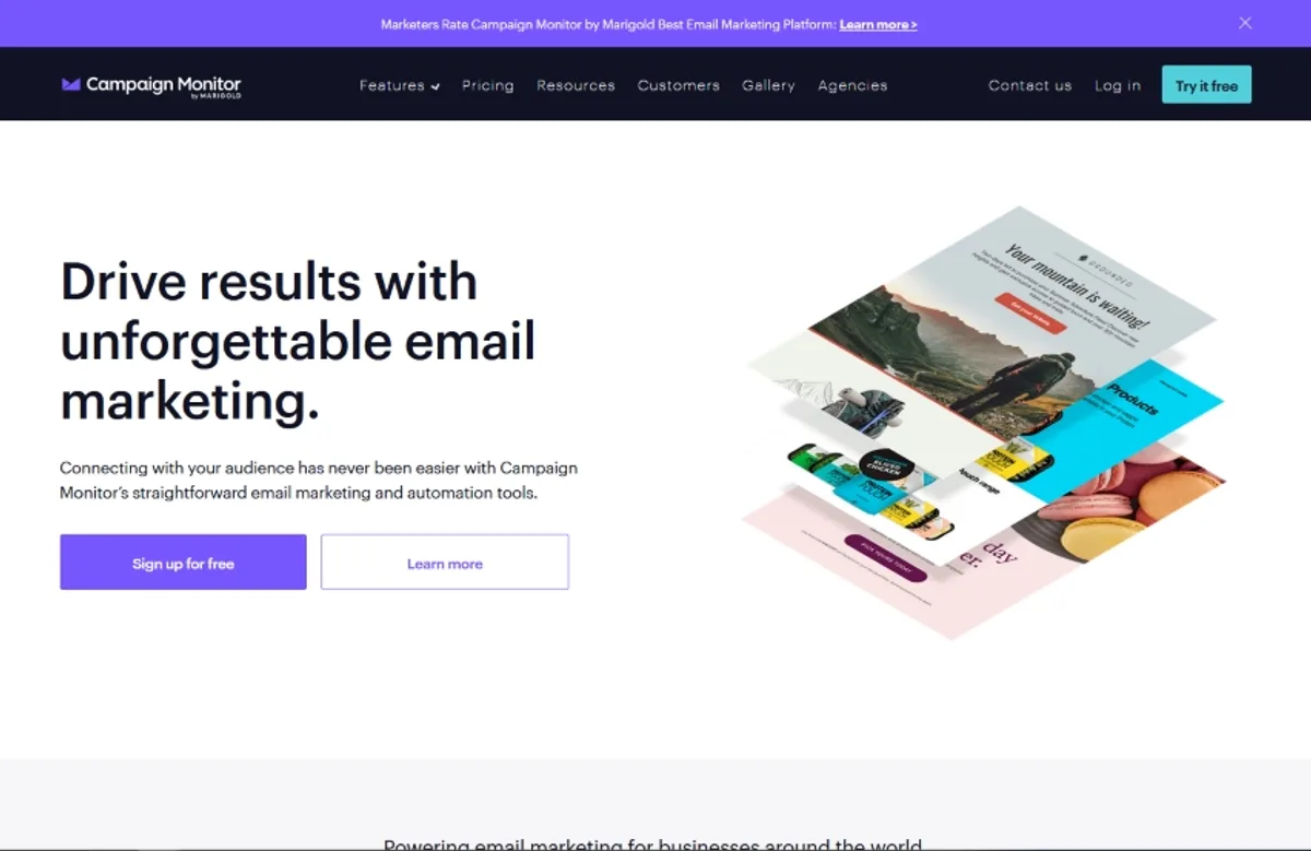 Website for the email marketing tool Campaign Monitor.