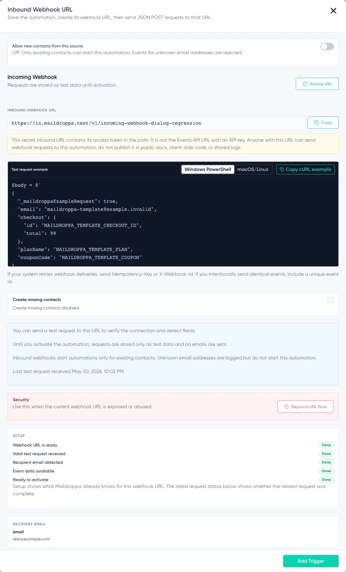 Automatisierungen: Inbound-Webhook-Trigger