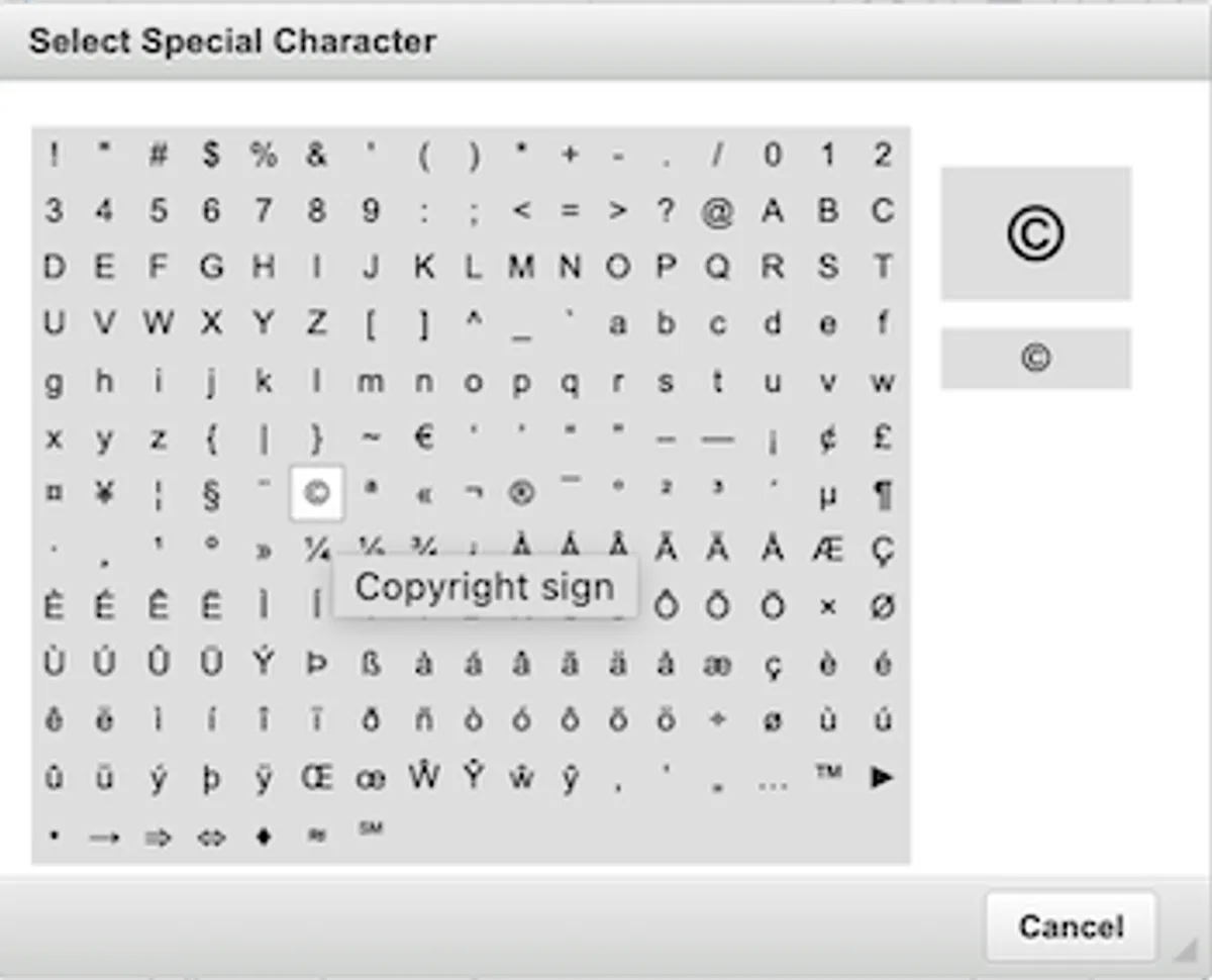 Insert special characters