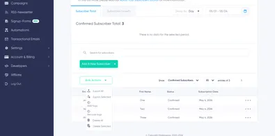 Subscribers: complete subscribers page