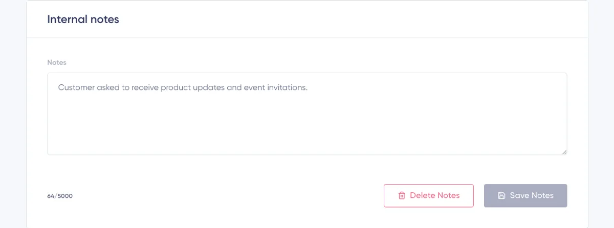 Subscriber Details: interne Notizen