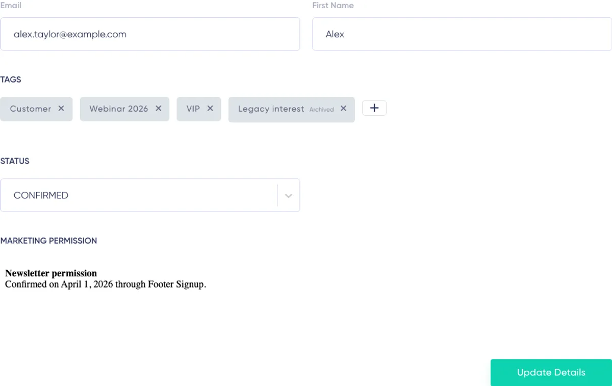 Subscriber Details: Profildetails