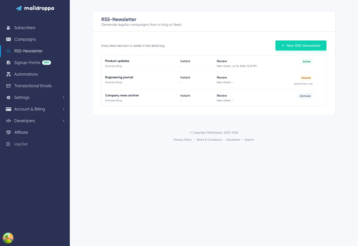 RSS Newsletters: RSS newsletter overview