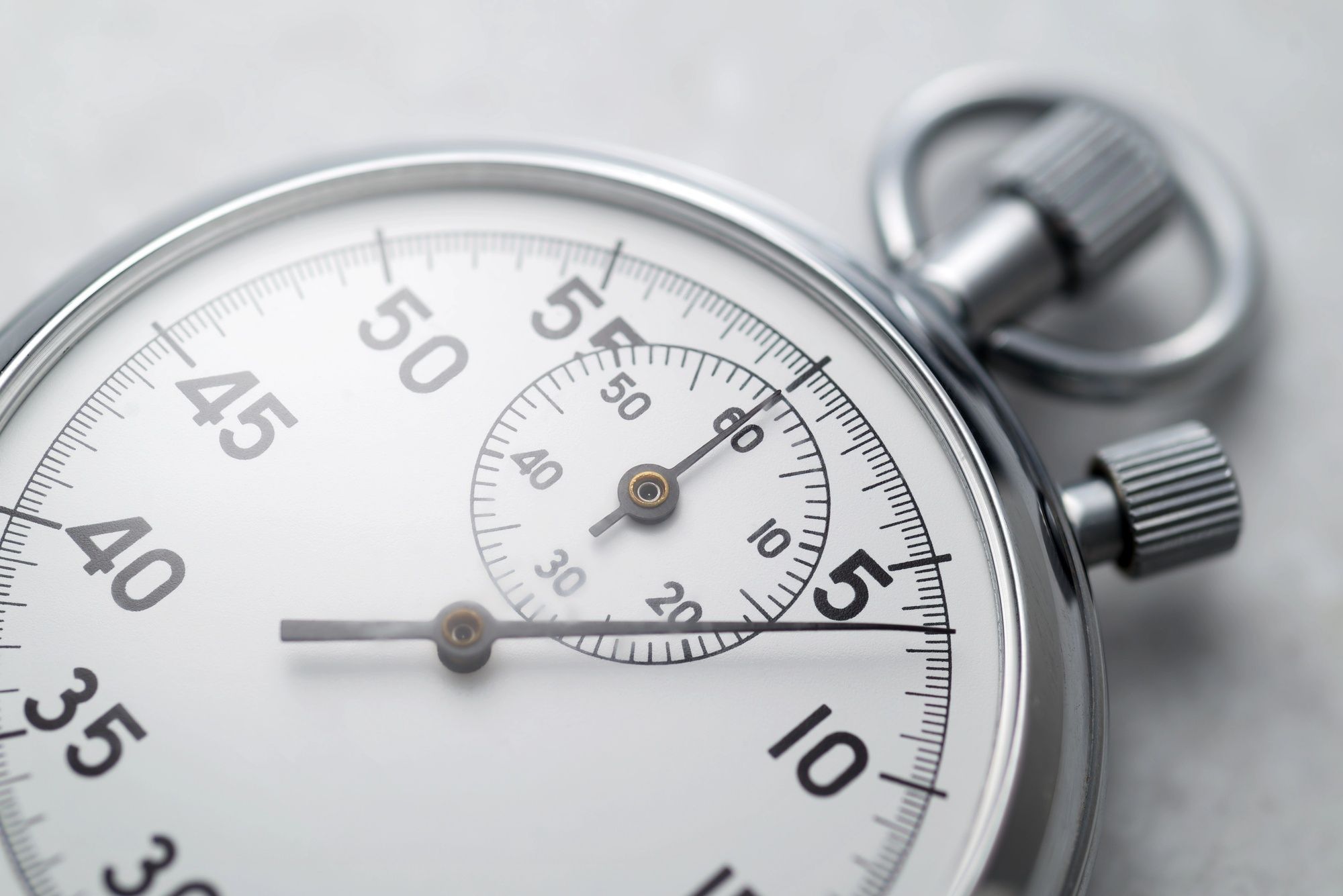 Classic chrome stopwatch highlighting the importance of timing to boost open rates in email marketing campaigns.