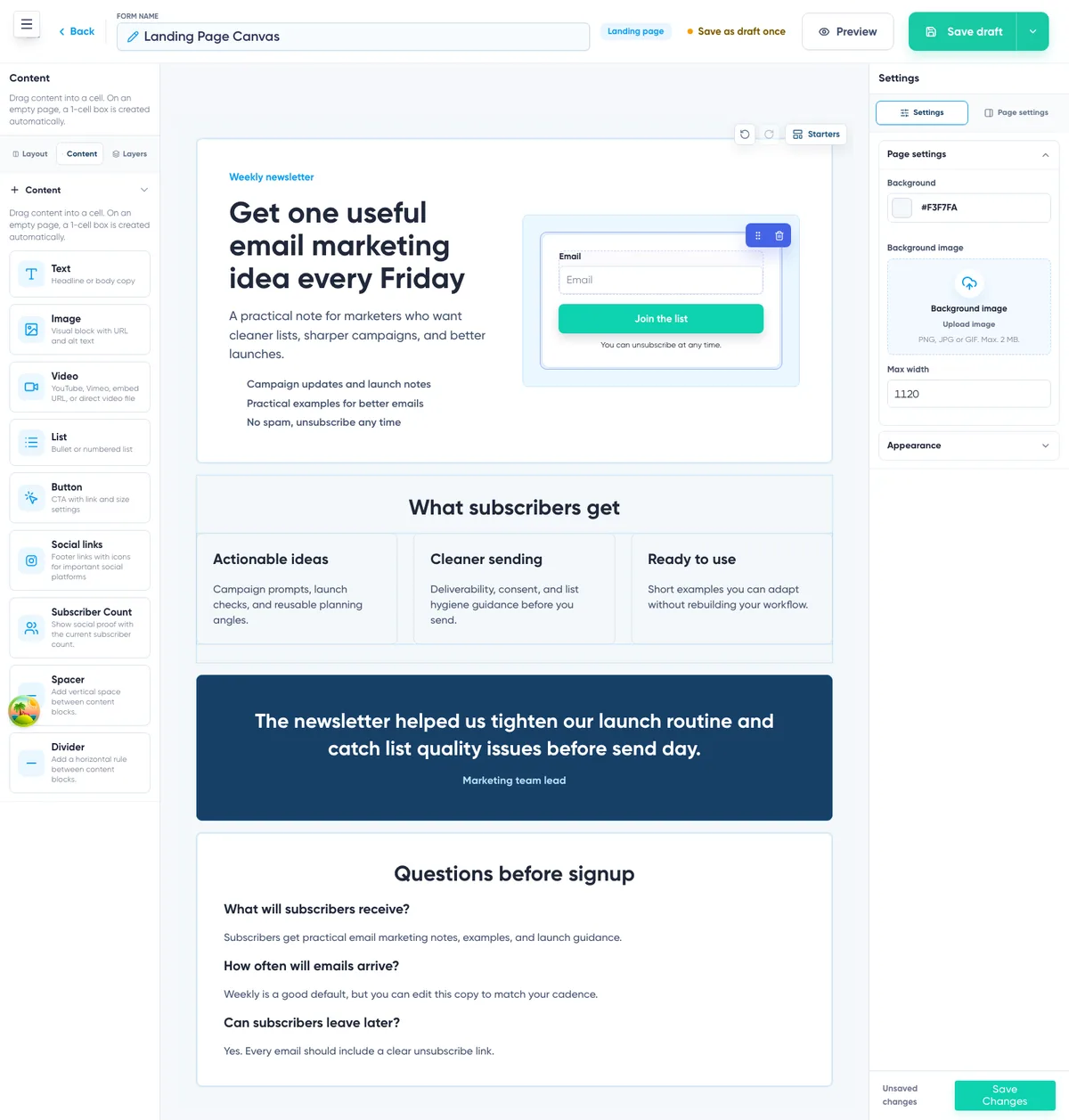 Landing Page Builder: complete builder