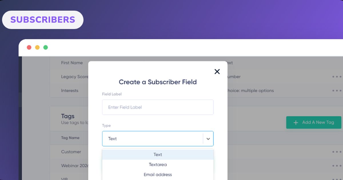 Manage Subscriber Fields and Tags | Maildroppa