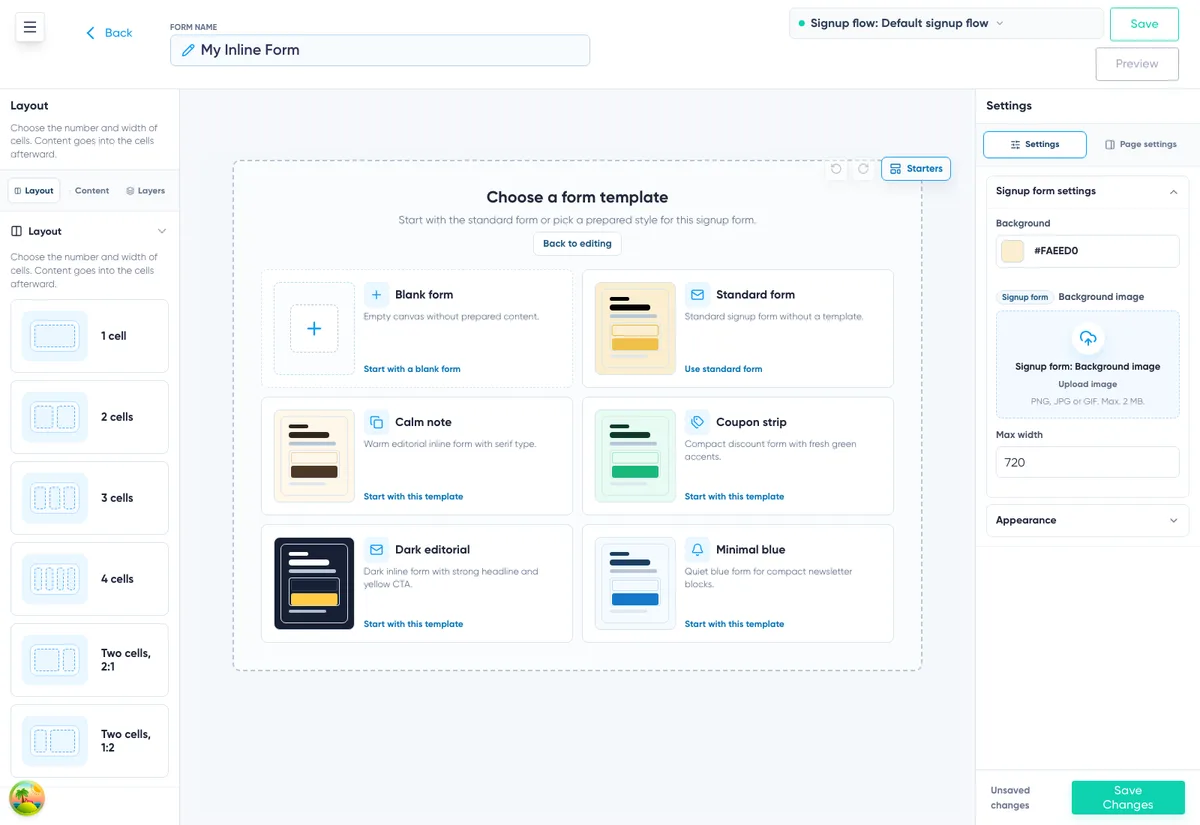 Embedded Form Builder: starter templates